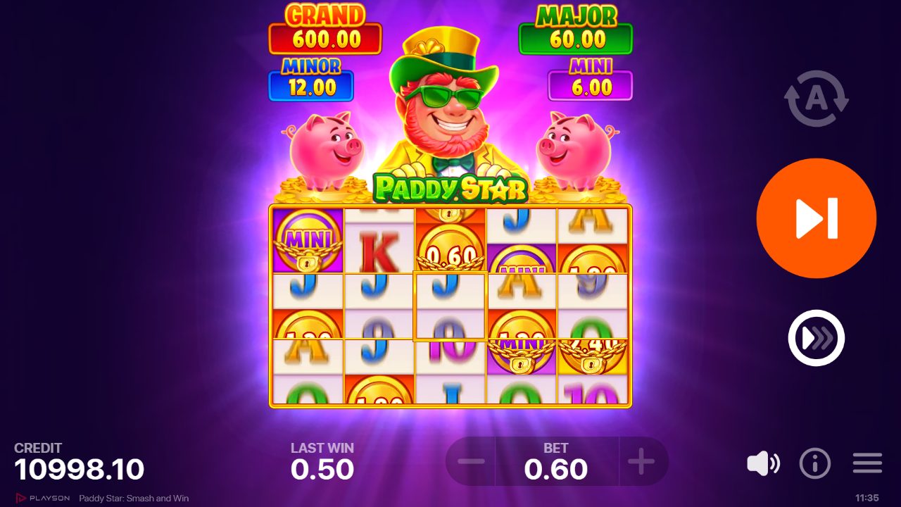 Tour à €0,60 semé de pièces dorées et de marqueurs « MINI » : les jackpots redescendent à 600 / 60 / 12 / 6, cœur du Cash Collector.